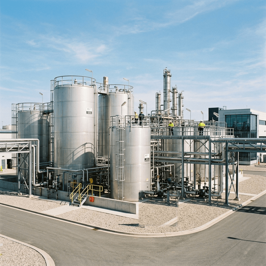 Saarthi Organics sugarcane molasses processing refinery and storage plant in Karnal, Haryana